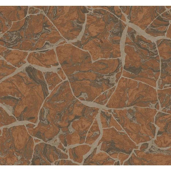 60.75 Sq. Ft. Metallic Rust Marble Faux Paper Unpasted Wallpaper Roll