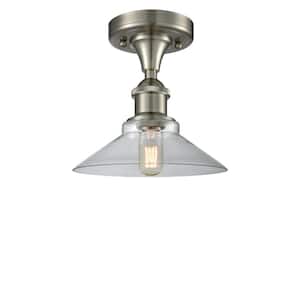 Orwell 8.38 in. 1-Light Brushed Satin Nickel Flush Mount with Clear Glass Shade