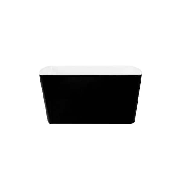 49 in. x 28 in. Acrylic Flat Bottom Soaking Bathtub with Overflow and Quick Drain in Black