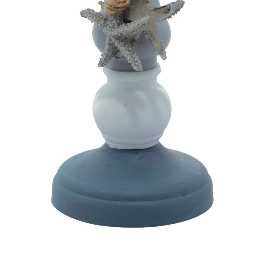Gray and White Wooden Nautical Candle Holders with Starfish Embellishment, Set of 2