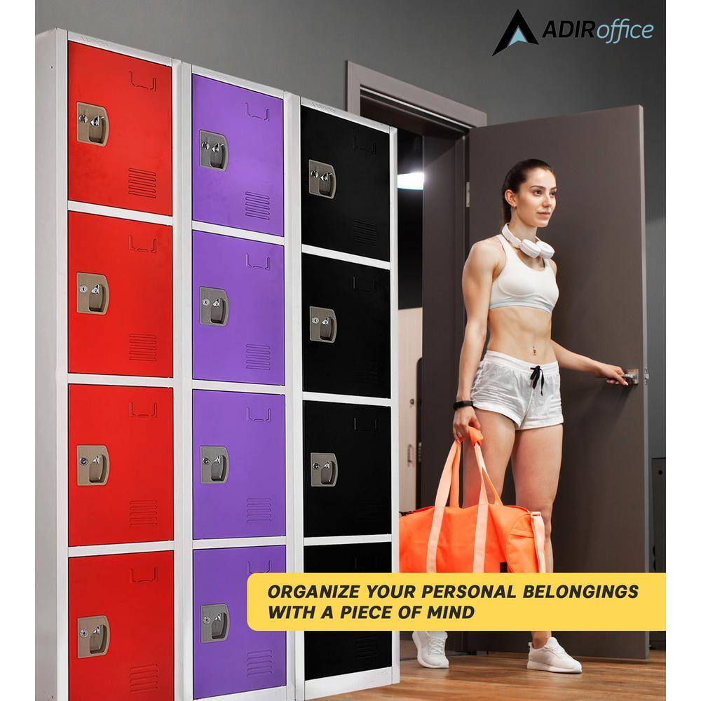 72" Red Steel 4-Door Freestanding Office Locker
