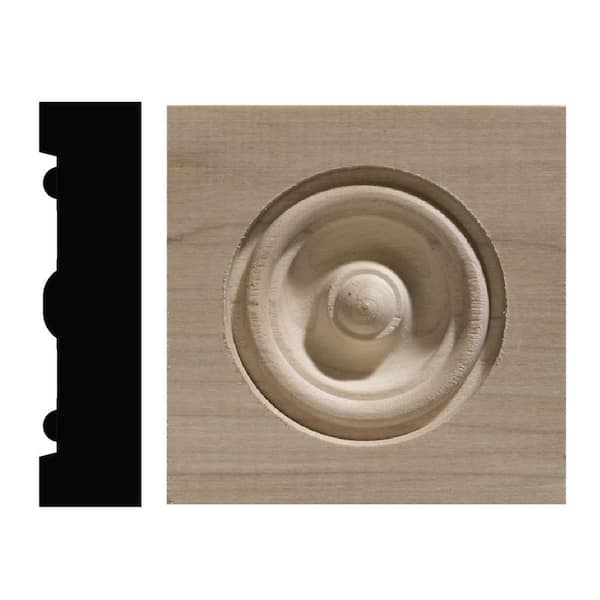 Ornamental Mouldings 886C 13/16 in. x 3-1/4 in. x 3-1/4 in. White Hardwood Corner Block Moulding