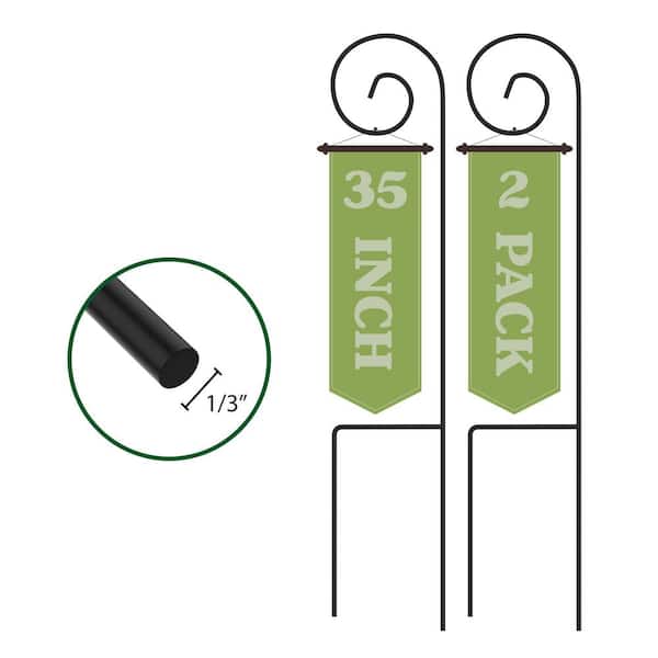 Pure Garden 35 in. Metal Shepard's Hook with Classic Scroll Design (Set of 2)