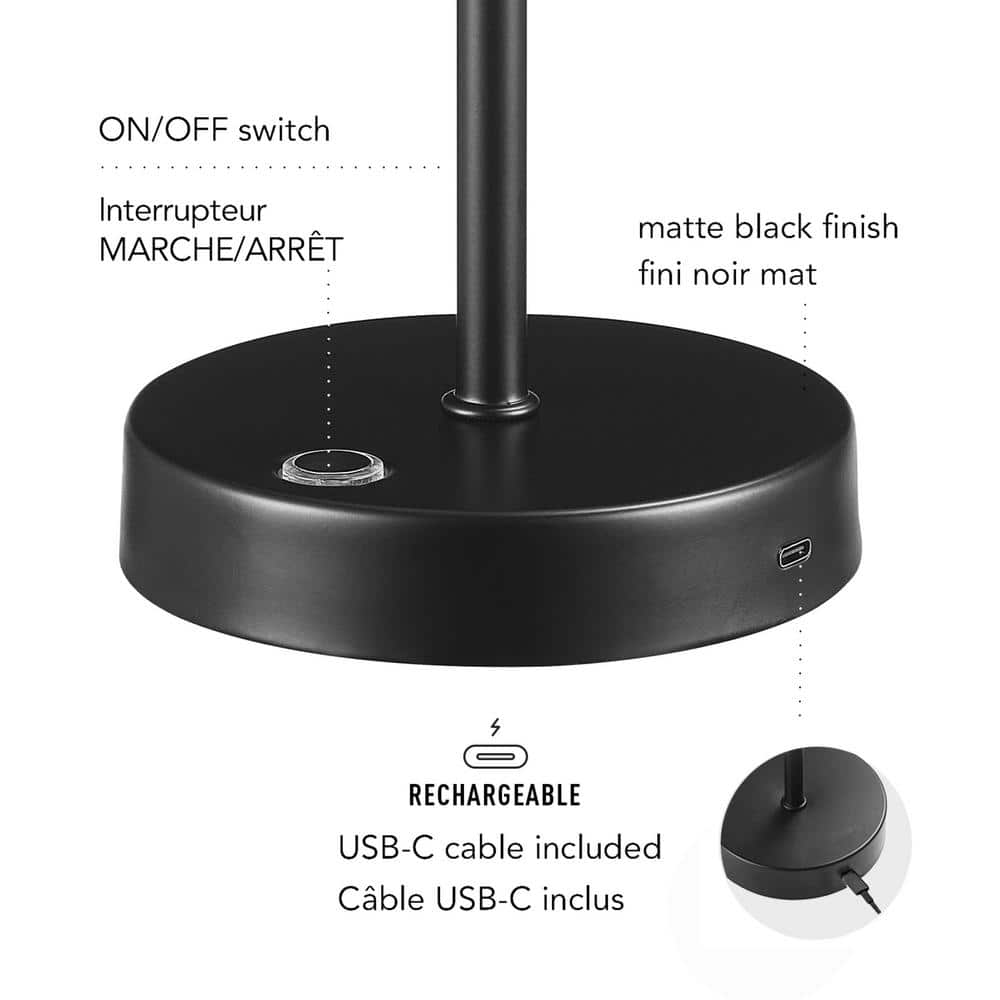 Matte Black Outdoor LED Table Lamp with Touch Switch