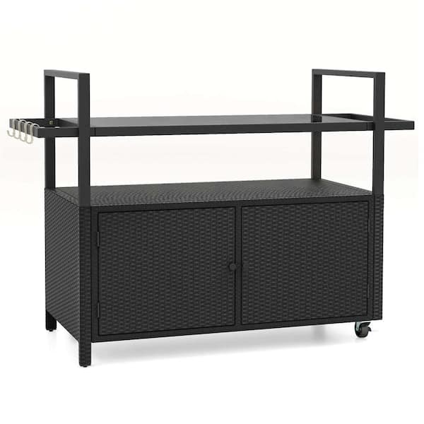Costway 1-Piece Black Outdoor Serving Cart