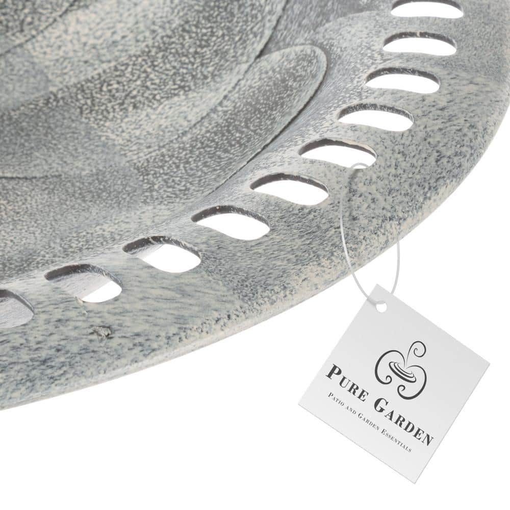 Gray Antique-Style Weather-Resistant Plastic Bird Bath with Stand