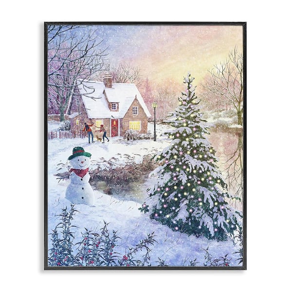 Stupell Industries Kids Playing in Snow by Pip Wilson 1-Piece Framed Graphic Print Nature Poster Art Print 20 in. x 16 in.