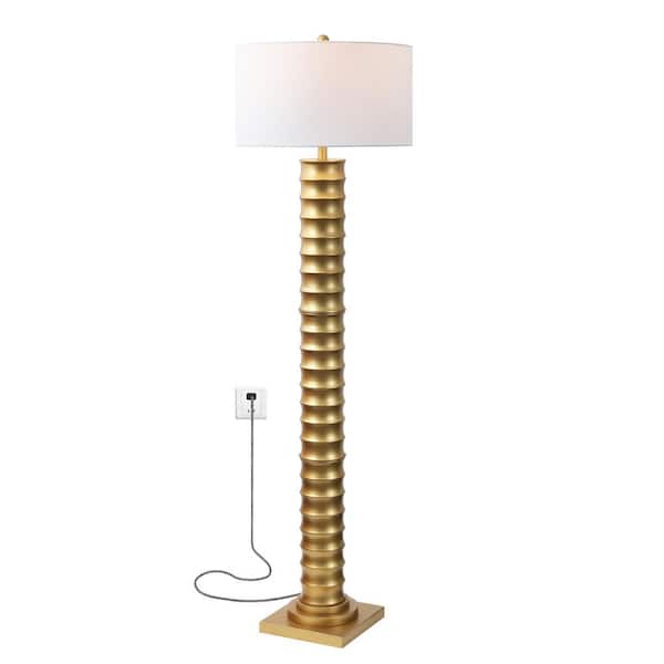 JONATHAN Y Serena 63 in. Gold Leaf Metal LED Floor Lamp