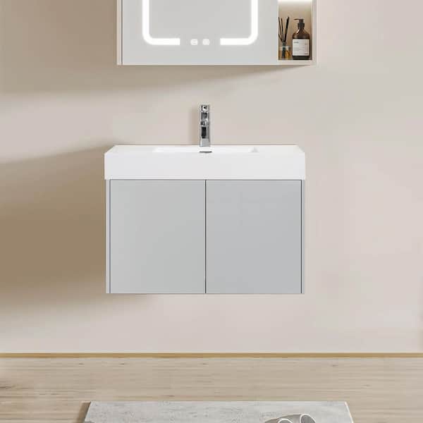 35.8 in. Drop-In Bathroom Sink in White Solid Surface Vanity Top