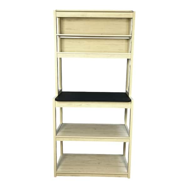 Tileon 31.5" White and Black color 5-Tier Bakers Rack for Kitchen with Storage, Coffee Bar, Kitchen Shelves, Microwave Stand