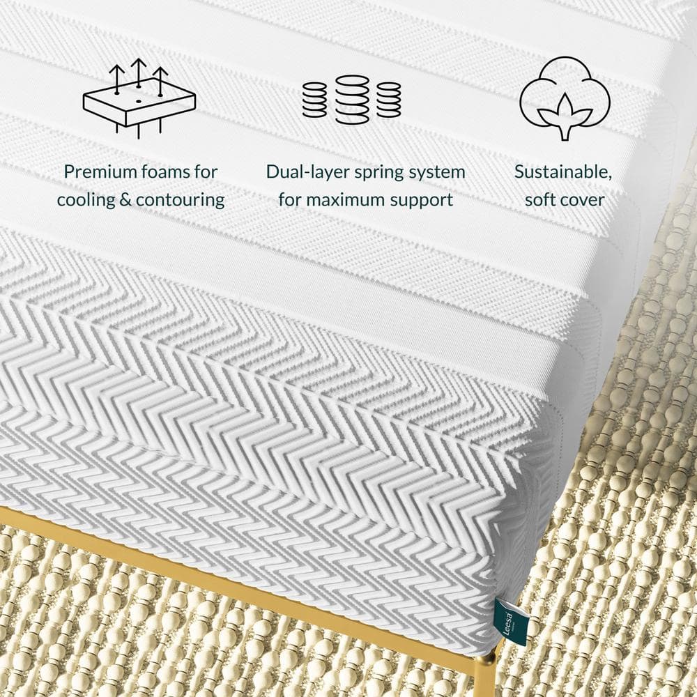 EcoLux Twin XL Innerspring Mattress with Organic Cotton and Merino Wool