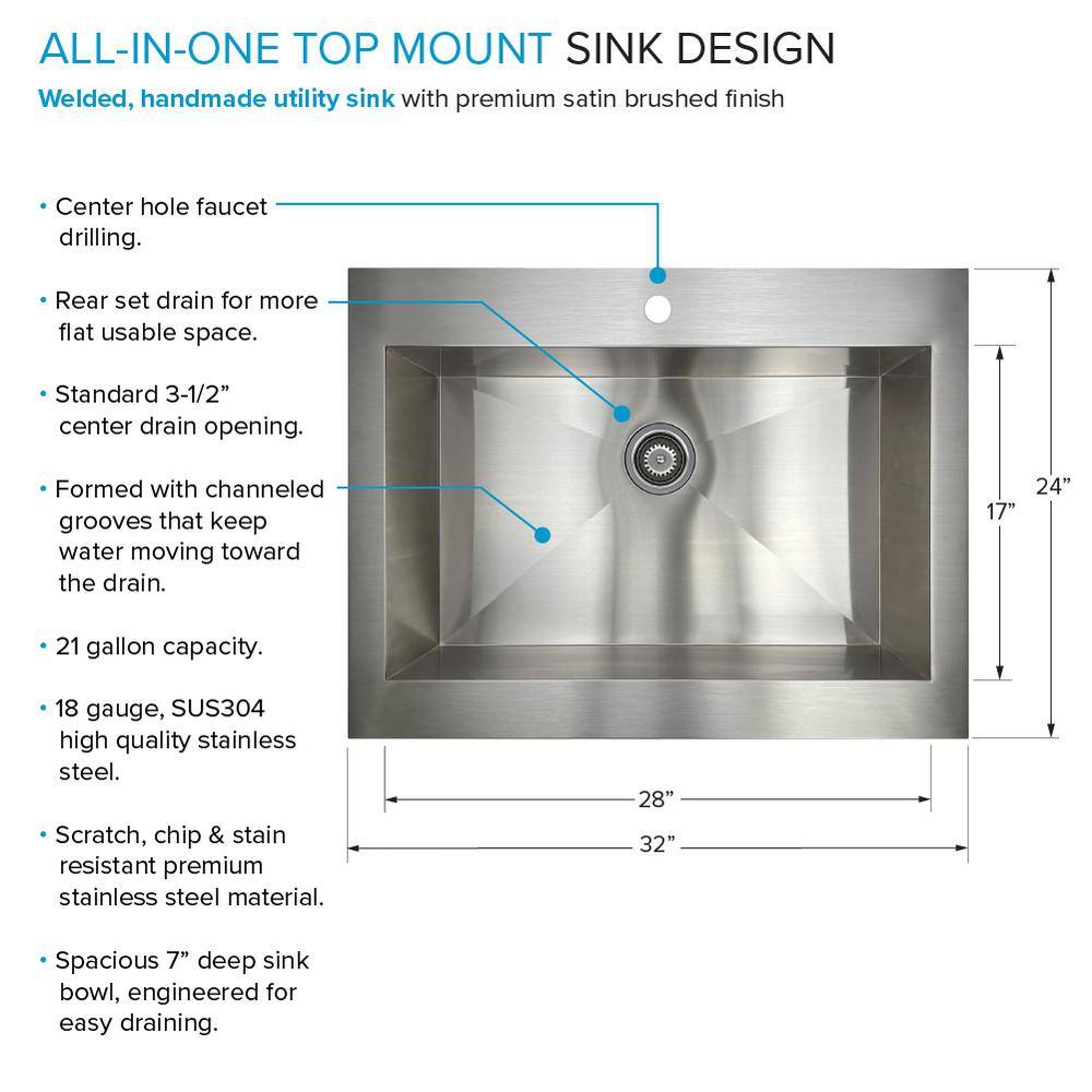 Transolid Outdoor Kitchen 32-in x 24-in x 51-in Single Sink Cabinet, Stainless Steel