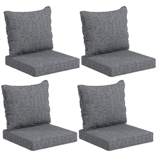 Outsunny 8-Piece Patio Chair Cushion and Back Pillow Set, Seat Replacement Patio, Cushions Set for Outdoor Garden Furniture, Gray