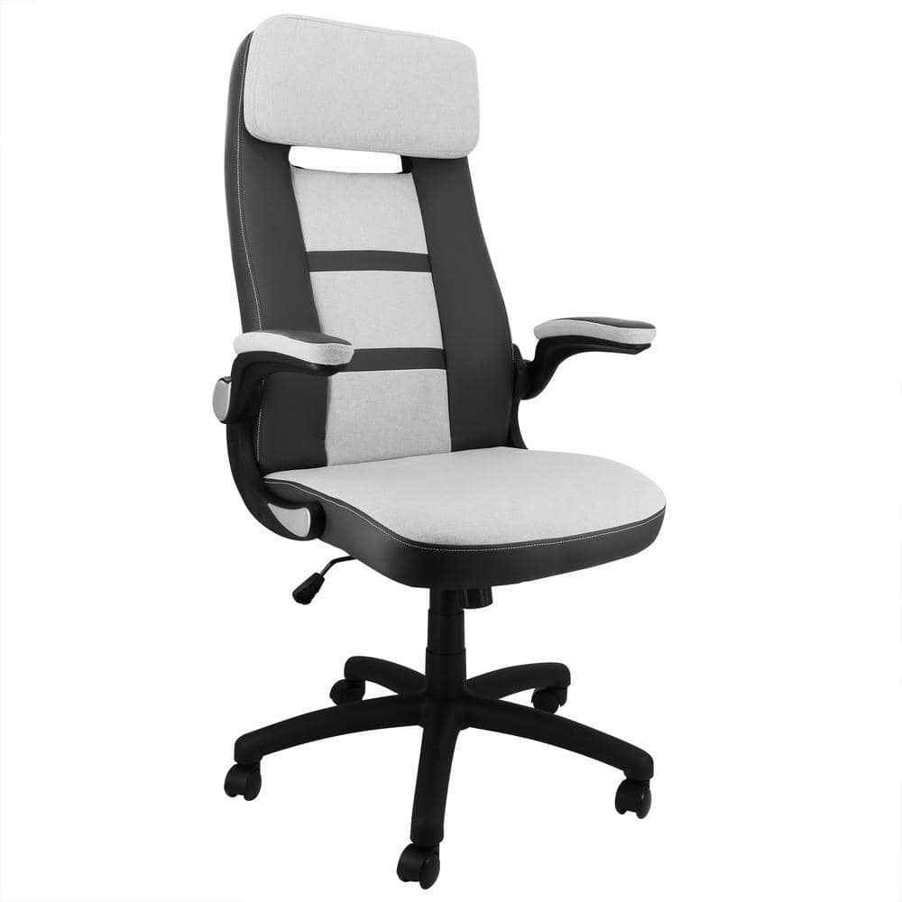 High Back Adjustable Faux Leather and Fabric Office Chair in Dark Gray and Light Gray -  Elama, 985120158M