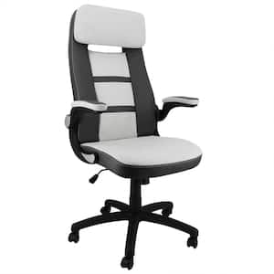 High Back Adjustable Faux Leather and Fabric Office Chair in Dark Gray and Light Gray