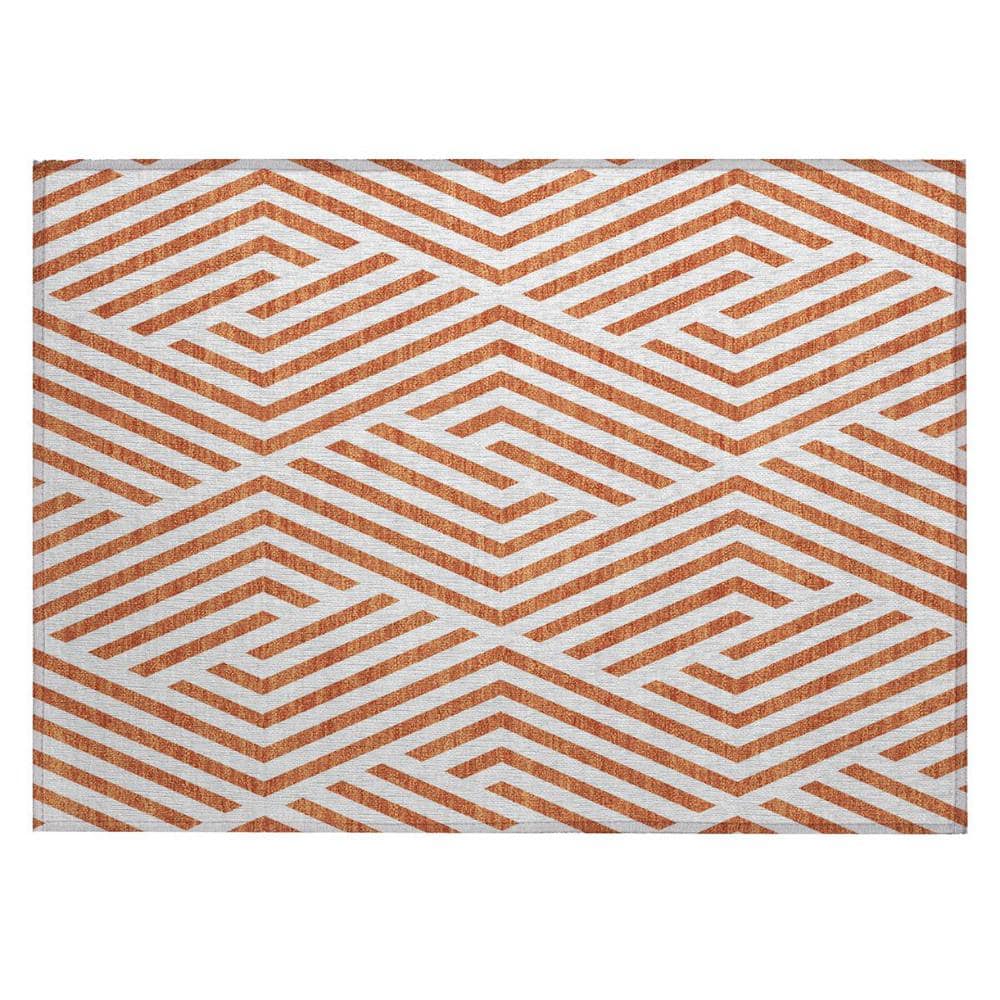 Orange and White 2 ft. x 3 ft. Woven Geometric Rectangle Indoor/Outdoor Area Rug price history on PriceWatchPro