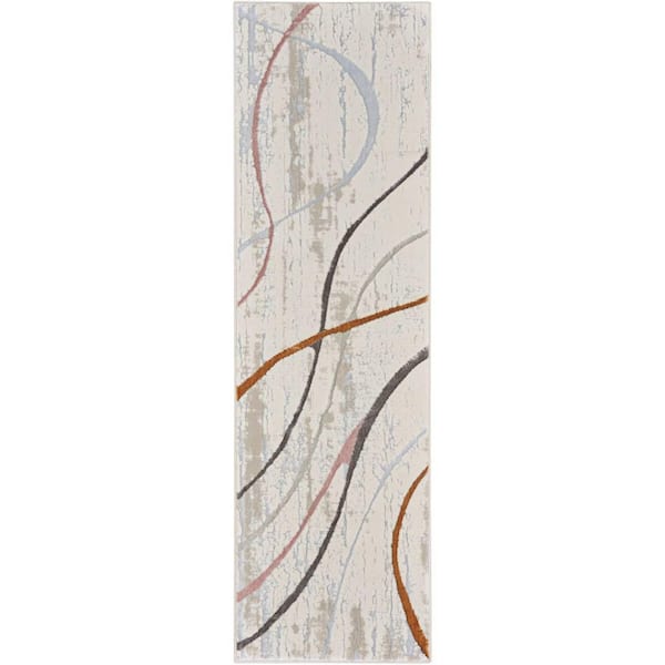 Nourison Glam Ivory/Multi 2 ft. x 8 ft. Abstract Contemporary Kitchen Runner Area Rug