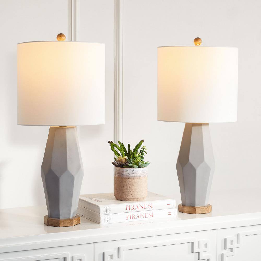 Arcadia 27" Adjustable Arc Table Lamps in White and Grey, Set of 2