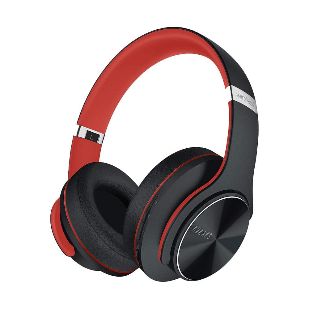 Optimized Black and Red Wireless Bluetooth Noise Canelling Over the Ear Hea