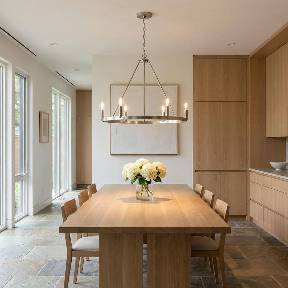 Mirla 28 in. W 6-Light Brushed Nickel Dimmable Ring Contemporary Chandelier with Bulbs Included price history on PriceWatchPro