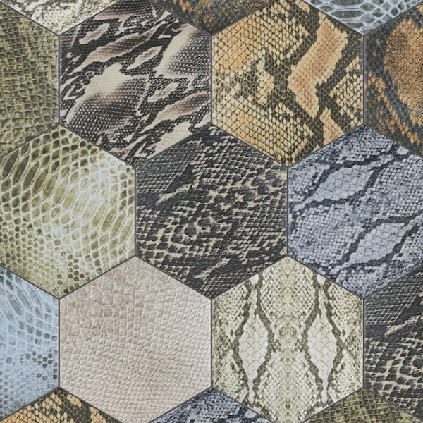 Merola Tile Reptile Hex Colours Mix 8-5/8 in. x 9-7/8 in. Porcelain Floor and Wall Tile (11.56 sq. ft. / case)