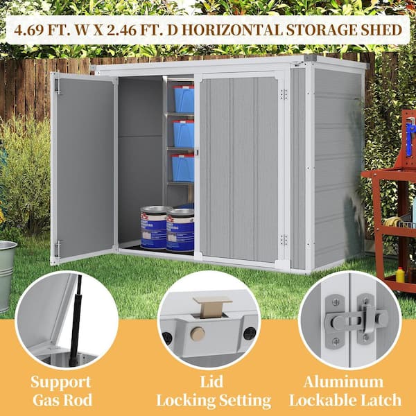 BTMWAY 4.7 ft. W x 2.5 ft. D Upgraded Outdoor Resin Storage Shed