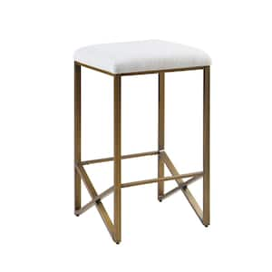 Marino 26 in. Ivory Wood Counter Stool with Backless Upholstered