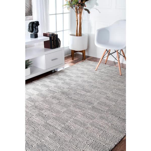 Agoja Contemporary Diamonds Ivory 9 ft. x 12 ft. Area Rug