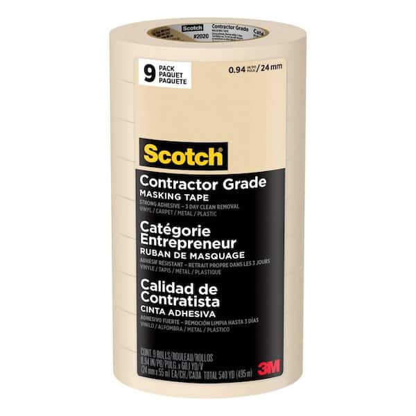 Scotch 2020-24AP9 Beige Contractor Grade Masking Tapes 0.94 in x 60 yd. 