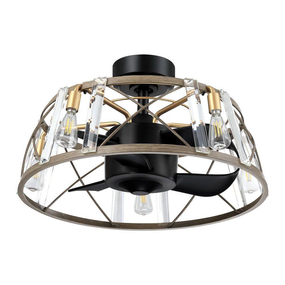 23 in. Indoor Modern Matte Black Caged Crystal Fandelier Ceiling Fan with Light Kit and Remote Control price history on PriceWatchPro