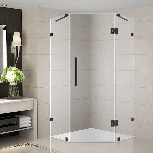 Aston Neoscape 40 in. x 40 in. x 72 in. Frameless Neo-Angle Hinged Shower Enclosure in Matte Black