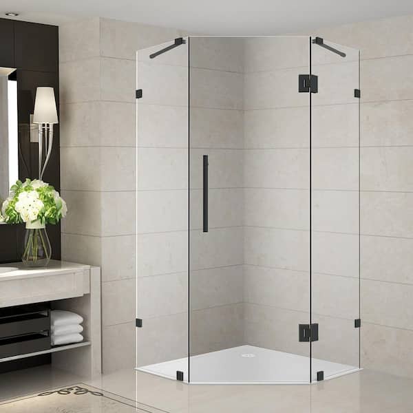 Frameless Neo Angle Hinged Shower Door, Neo Angle Shower Curtain Rod At Home Depot