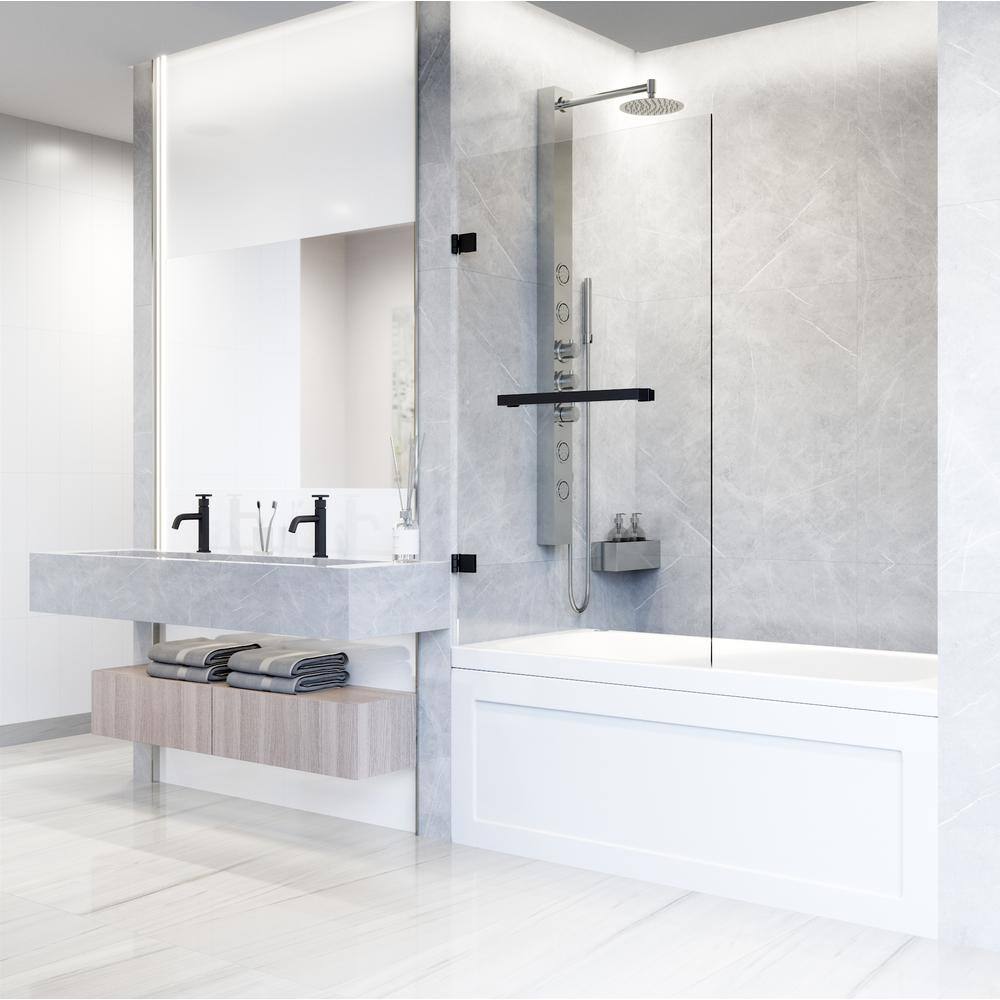 Rialto 34" W x 58" H Frameless Matte Black Tub Door