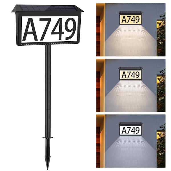 BIBIVIS 3 Colors Waterproof Led Illuminated House Numbers Outdoor with Stake, House Numbers for Outside Light Up