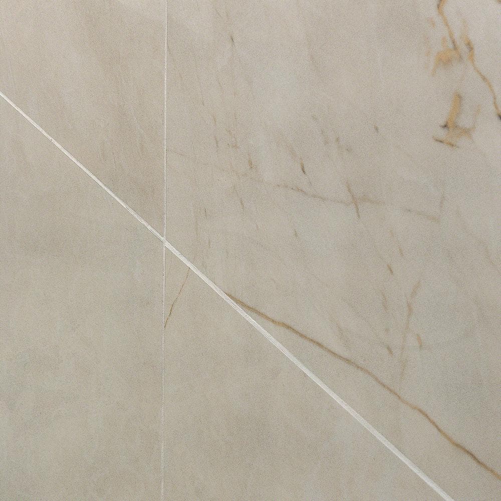 Grace 24" x 24" Polished Beige Porcelain Marble Look Tile