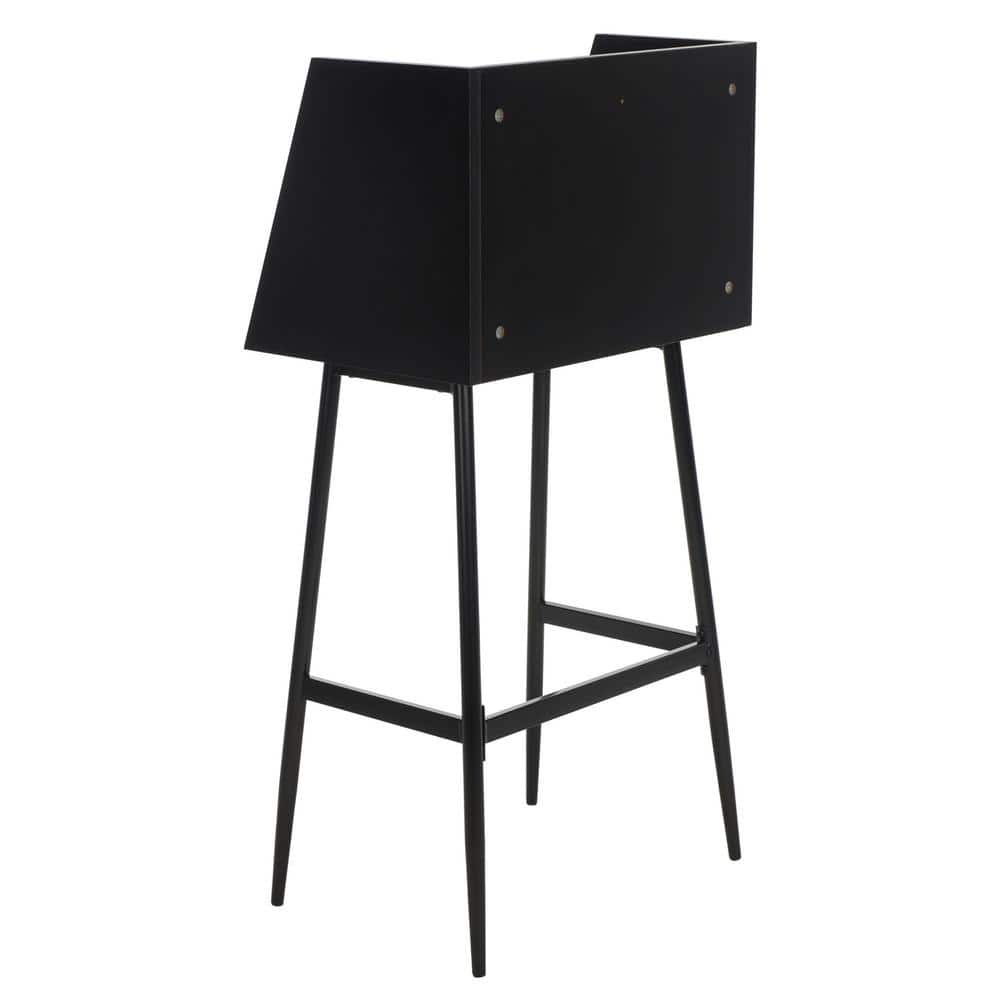 Black Wood Writing Desk with Drawer and Shelf