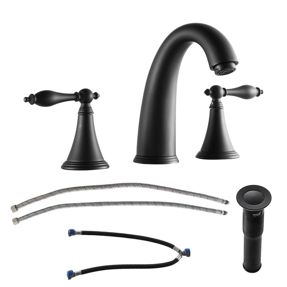 Logmey 8 in. Widespread Double Handles Bathroom Faucet with Popup Drain