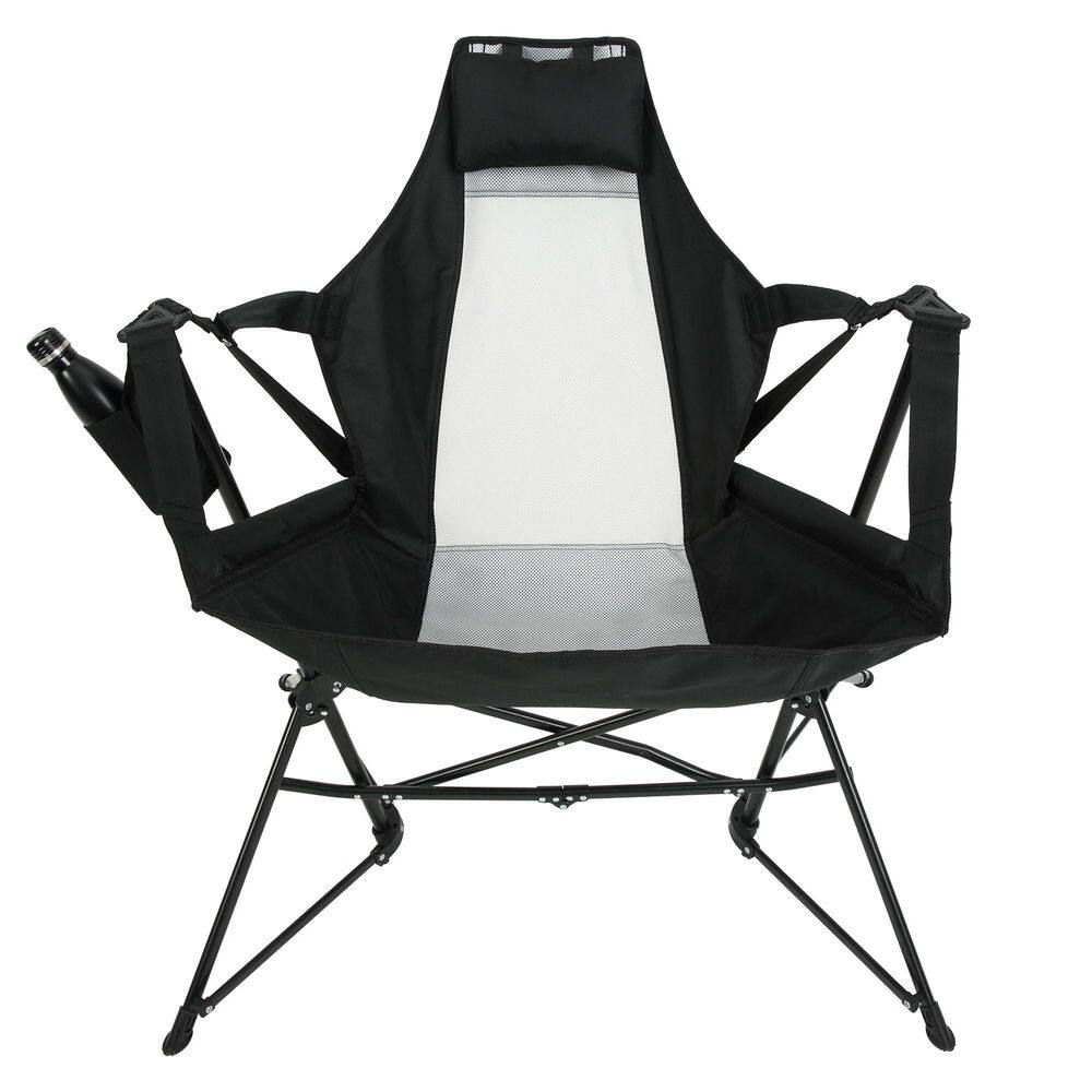 2-Piece Black Aluminum Folding Portable Rocking Chair with Adjustable Back and Pillow Cup Holder price history on PriceWatchPro