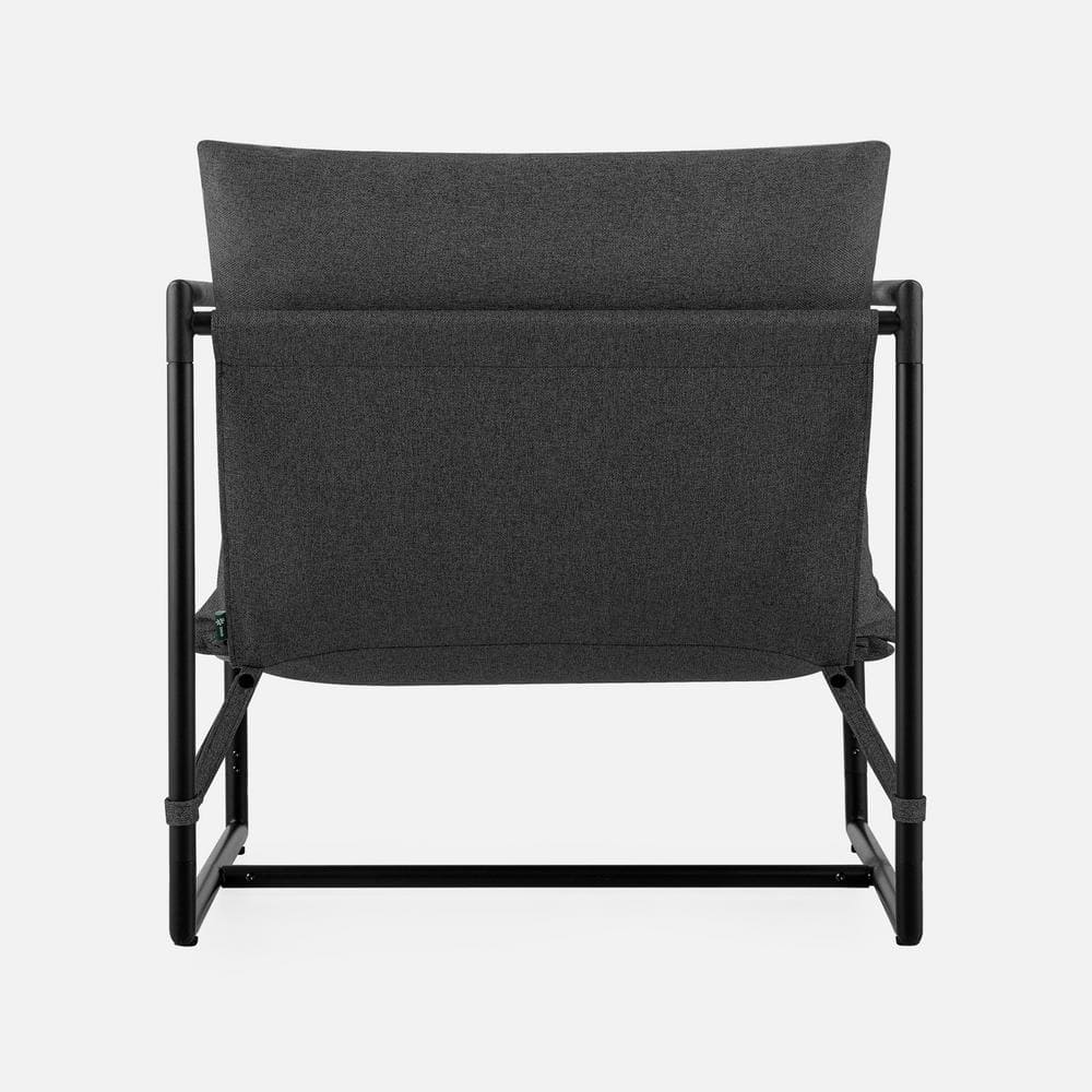 Modern Dark Grey Metal Frame Sling Accent Chair
