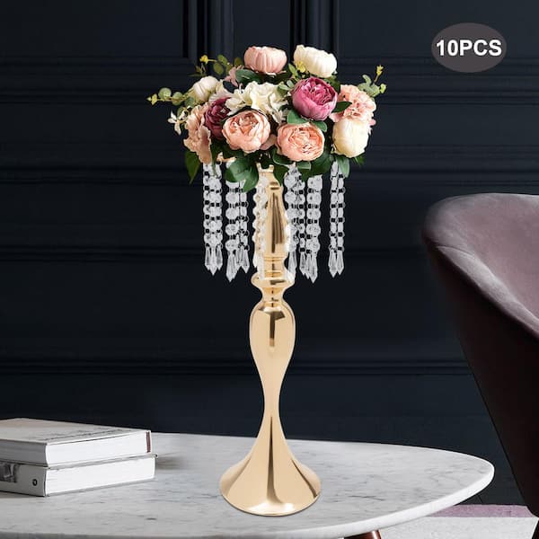  6 Pcs 21.3 inches Tall Crystal Flower Stand Wedding Road Lead  Tall Flower Holders Centerpiece Crystal Flower Chandelier Metal Flower Vase  for Reception Tables Wedding Supplies : Home & Kitchen