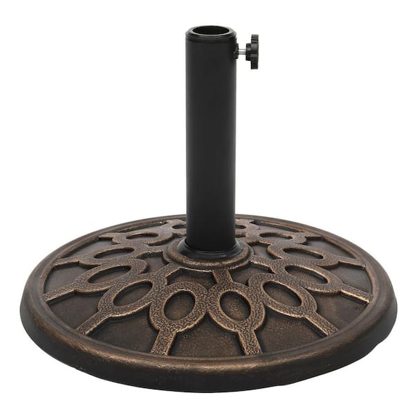 Karl home 17.5 in. Round Resin Parasol Base Patio Umbrella Base in Brown