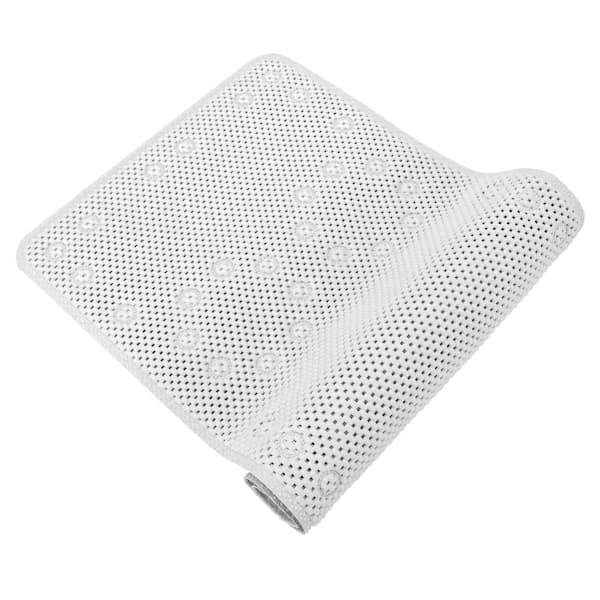J&V TEXTILES Mint Home 36 in. x 17 in. Non Skid Double Foam Bath Mat With 58 Suction Cups in White