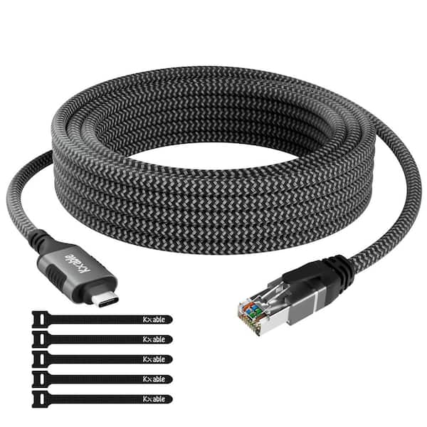 Lukyamzn Premium Build 6 ft. USB-C to RJ45 Gigabit LAN Ethernet Cable Network Adapter Black with 5 Pieces Ties