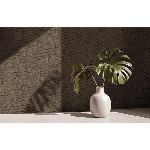 Walls Republic Noir Gold Plain Coarse Woven Textile Effect Print Non Woven Non-Pasted Textured Wallpaper 57 Sq. Ft.