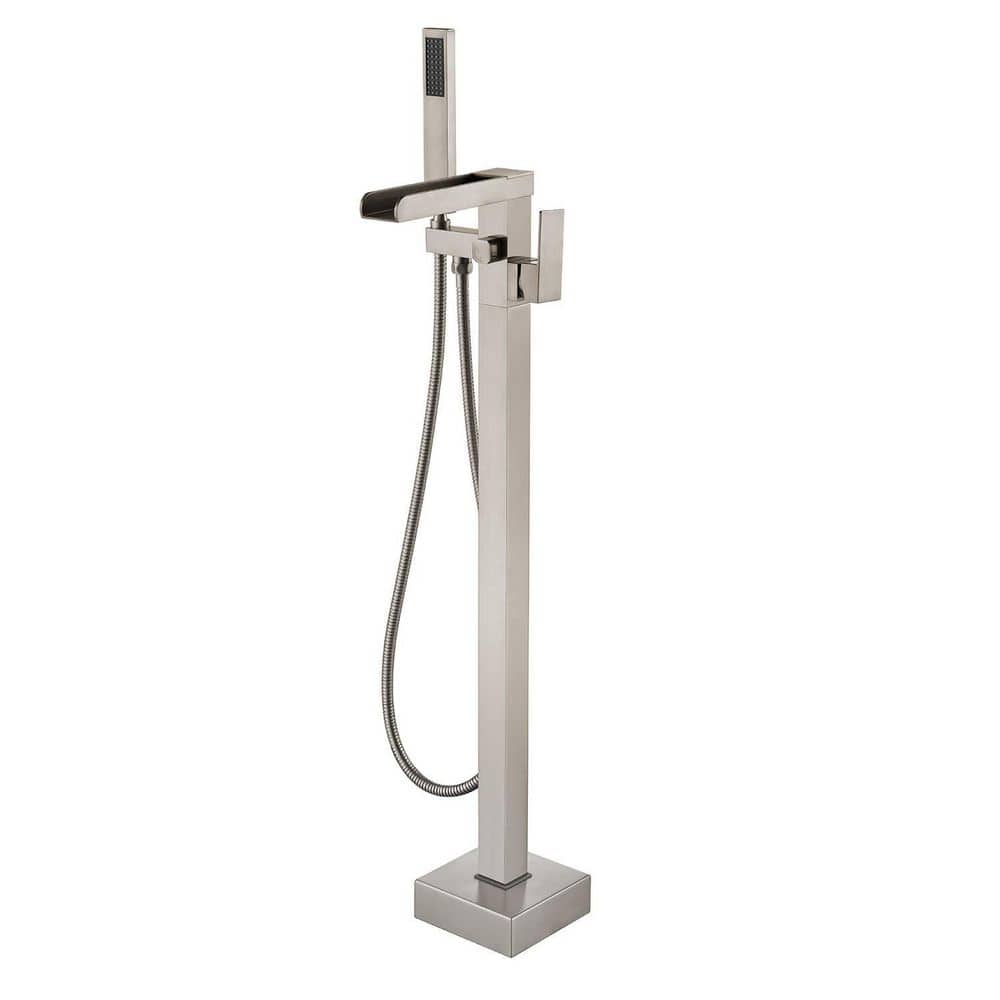Waterfall Tub Filler, Freestanding Bathtub Faucet, Brushed Nickel Brass Single-Handle Bathroom Faucets with Hand Shower price history on PriceWatchPro