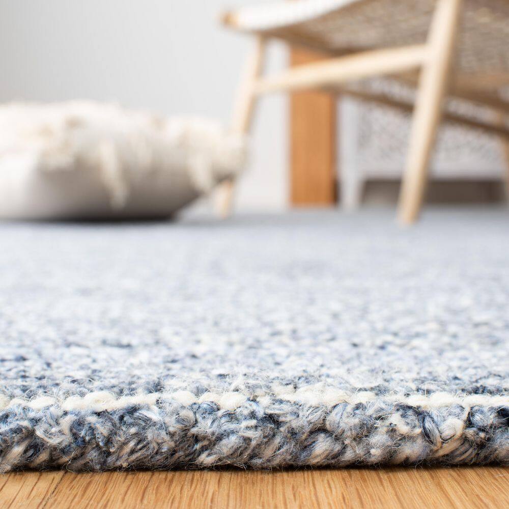 Handmade Blue Wool Square Tufted Accent Rug - 4'