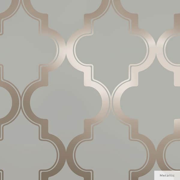 Metallic Bronze Gray Marrakesh Vinyl Peel and Stick Wallpaper Roll (Covers 28 sq. ft.)