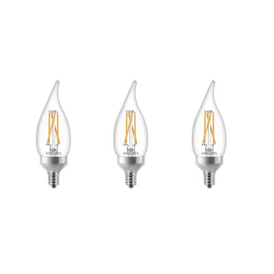 40-Watt Equivalent Soft White B11 Dimmable Warm Glow Dimming Effect Bent Tip E12 Candle LED Light Bulb (2700K) (3-Pack)