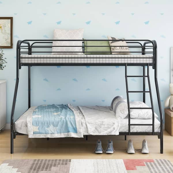 Full Metal Bunk Bed Easy Assembly, Heavy Duty Wood Bunk Beds Twin Over Full