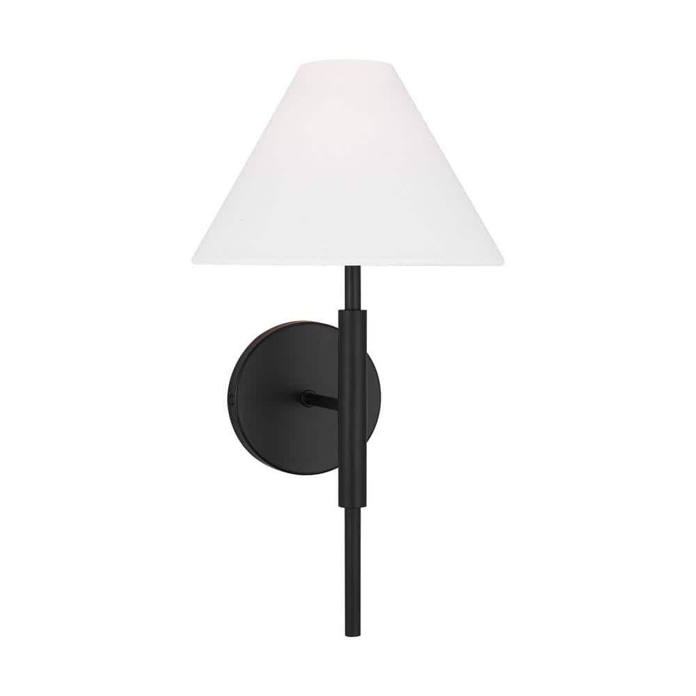 Midnight Black and White Linen Wall Sconce